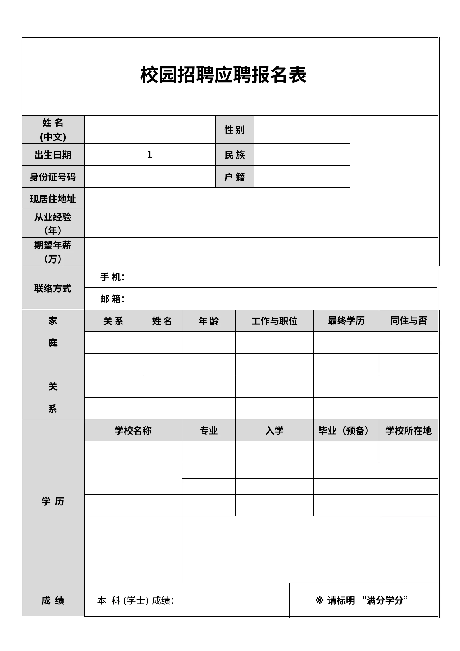 空白标准表格四页01第 2 页完整预览