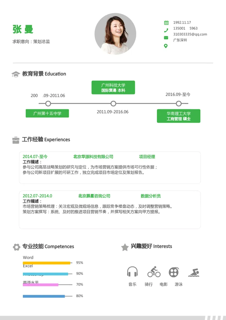 活泼单页11简历模板预览